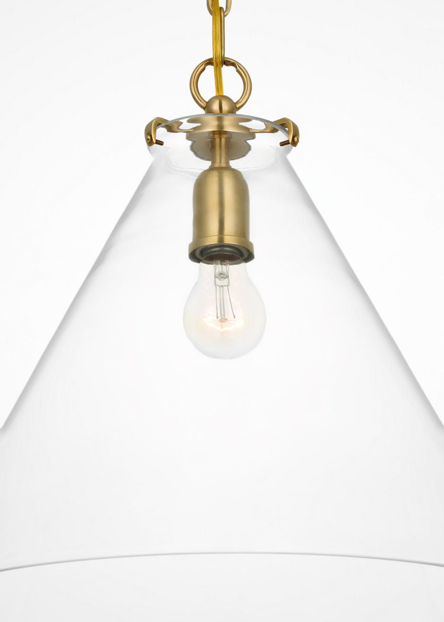 Katie Conical Pendant | Hand-Rubbed Antique Brass | Clear Glass
