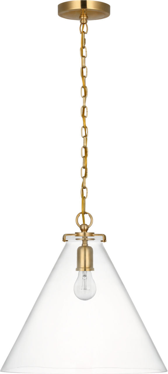 Katie Conical Pendant | Hand-Rubbed Antique Brass | Clear Glass