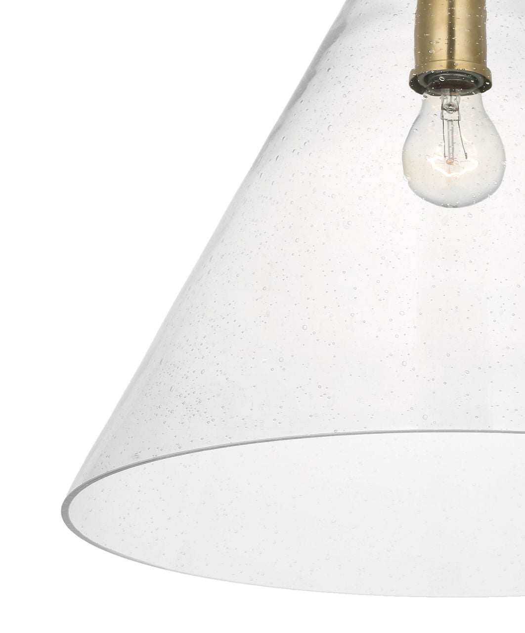 Katie Conical Pendant | Hand-Rubbed Antique Brass | Seeded Glass