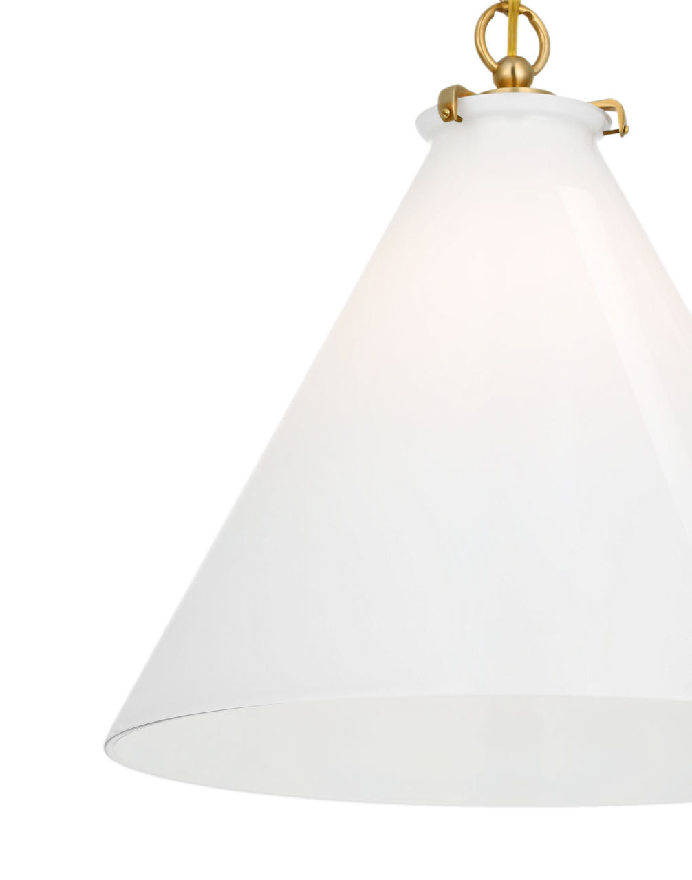 Katie Conical Pendant | Hand-Rubbed Antique Brass | White Glass