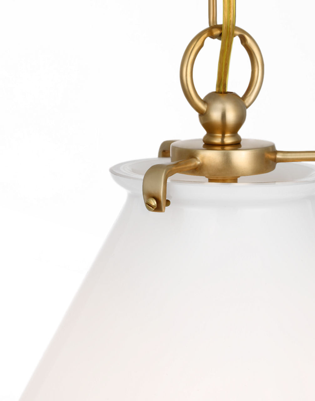 Katie Conical Pendant | Hand-Rubbed Antique Brass | White Glass