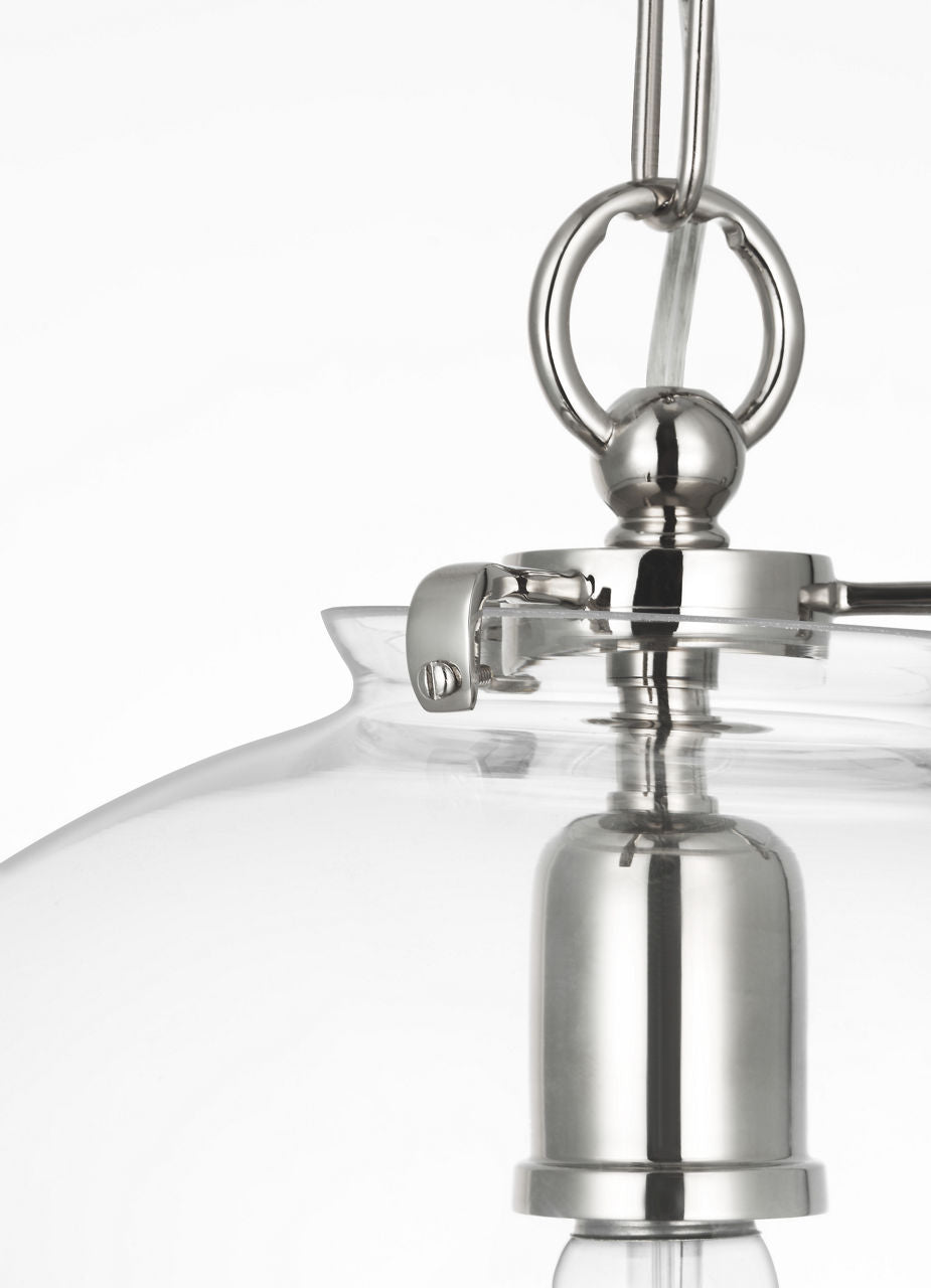 Katie Acorn Pendant | Polished Nickel | Clear Glass