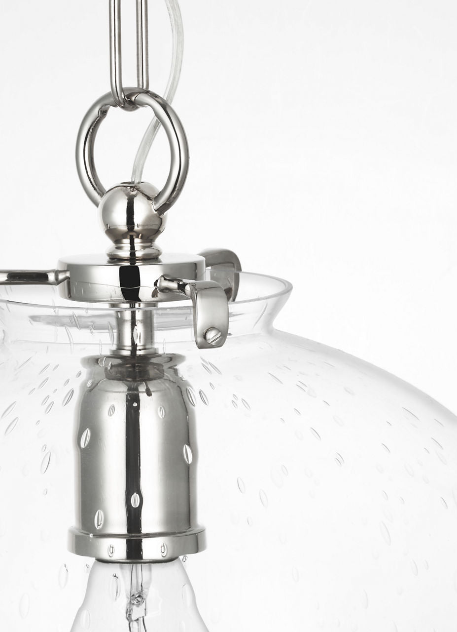 Katie Acorn Pendant | Polished Nickel | Seeded Glass