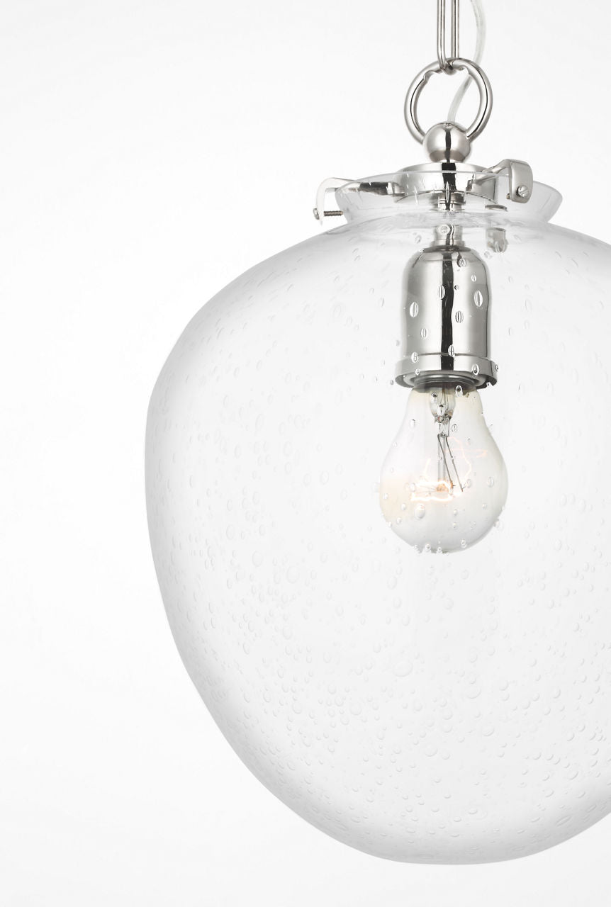 Katie Acorn Pendant | Polished Nickel | Seeded Glass