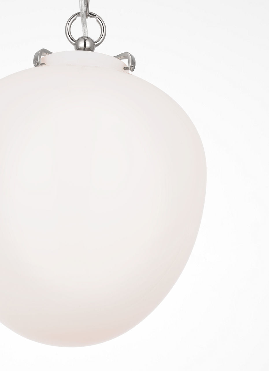 Katie Acorn Pendant | Polished Nickel | White Glass