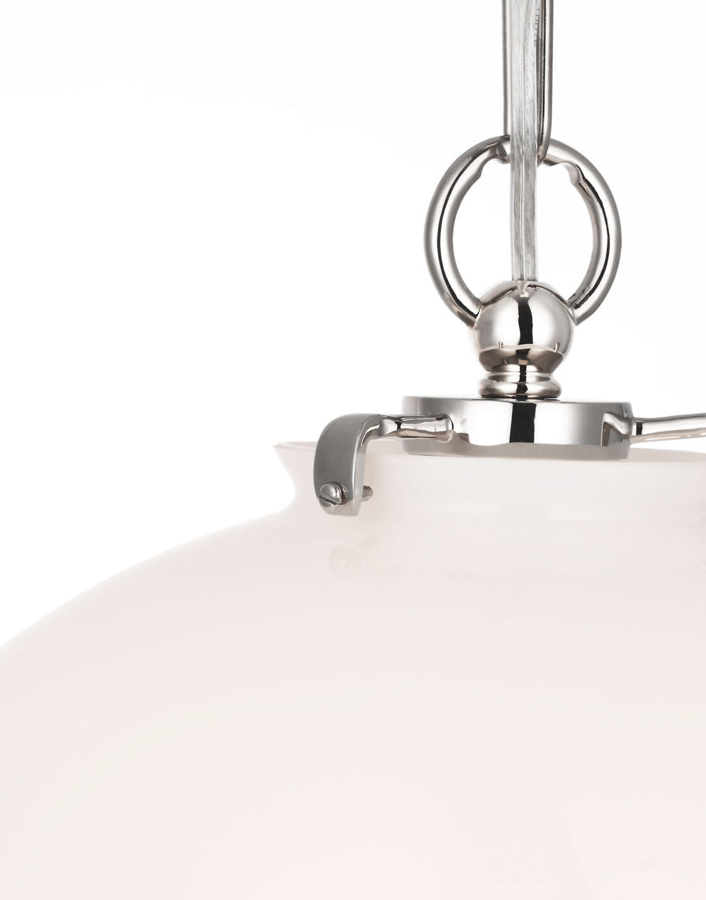 Katie Acorn Pendant | Polished Nickel | White Glass