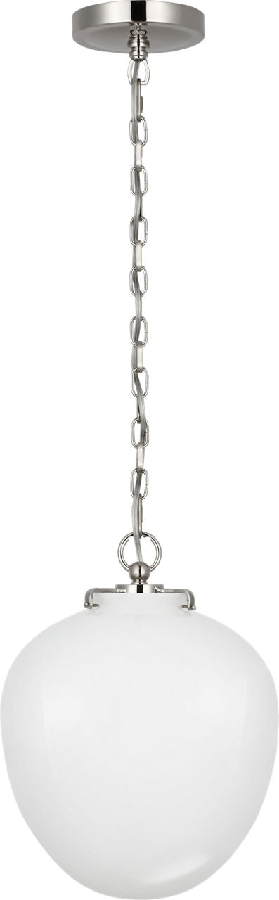 Katie Acorn Pendant | Polished Nickel | White Glass