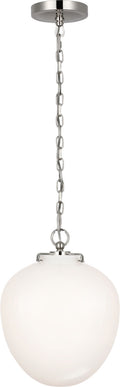 Katie Acorn Pendant | Polished Nickel | White Glass