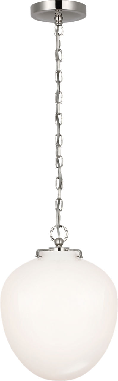 Katie Acorn Pendant | Polished Nickel | White Glass