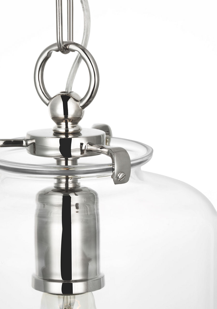 Katie Cylinder Pendant | Polished Nickel | Clear Glass