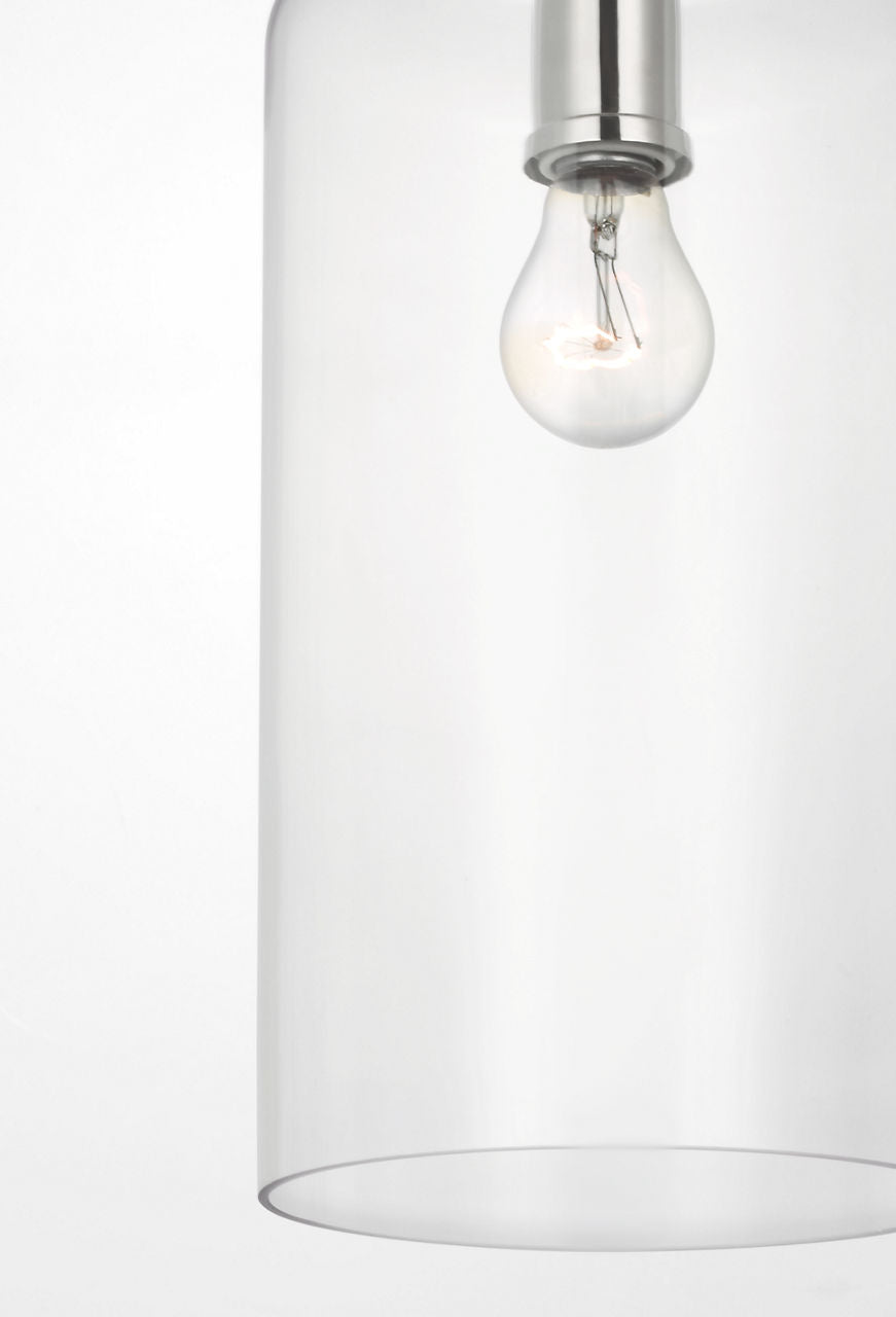 Katie Cylinder Pendant | Polished Nickel | Clear Glass