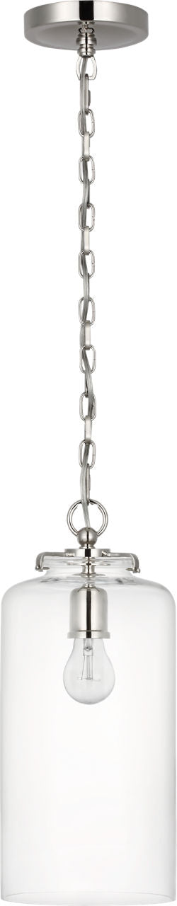 Katie Cylinder Pendant | Polished Nickel | Clear Glass