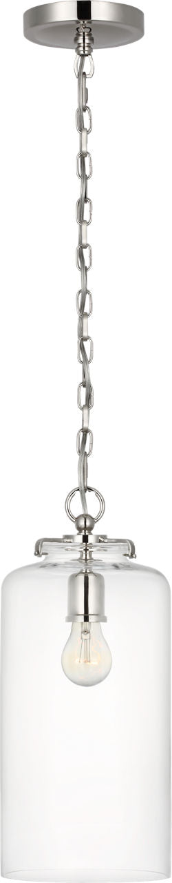 Katie Cylinder Pendant | Polished Nickel | Clear Glass