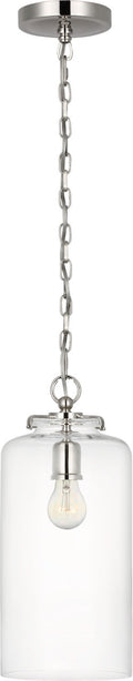 Katie Cylinder Pendant | Polished Nickel | Clear Glass