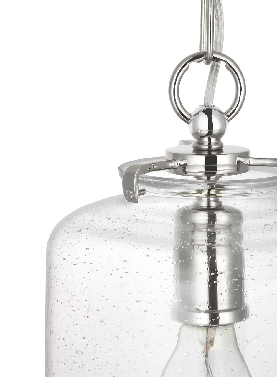 Katie Cylinder Pendant | Polished Nickel | Seeded Glass