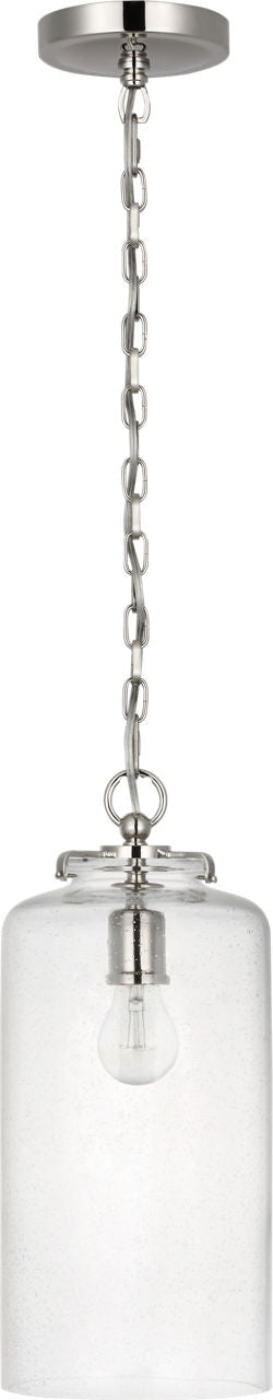 Katie Cylinder Pendant | Polished Nickel | Seeded Glass