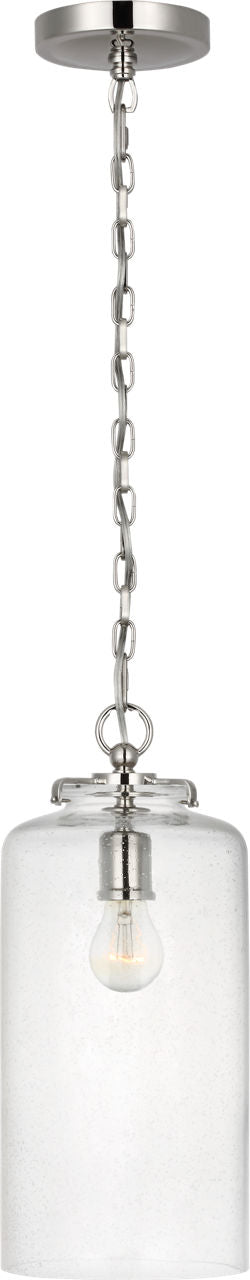Katie Cylinder Pendant | Polished Nickel | Seeded Glass