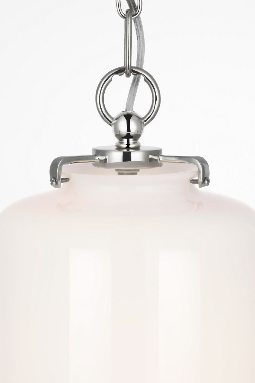 Katie Cylinder Pendant | Polished Nickel | White Glass