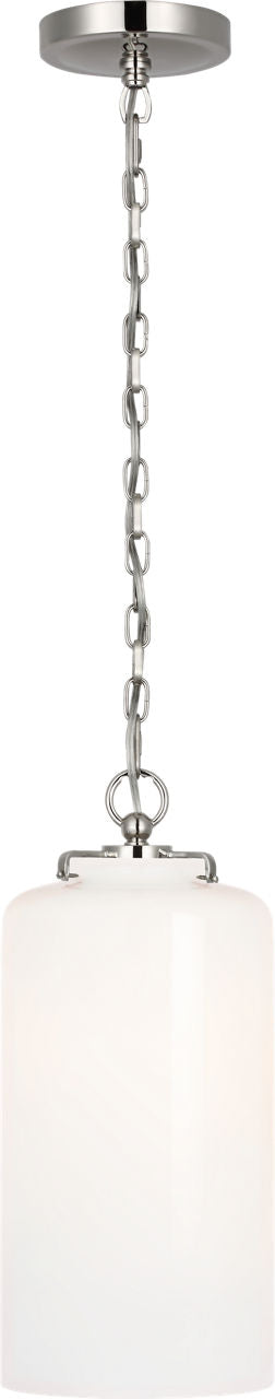 Katie Cylinder Pendant | Polished Nickel | White Glass