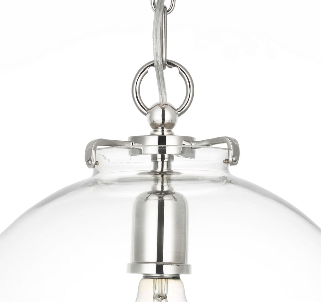 Katie Globe Pendant | Polished Nickel | Clear Glass