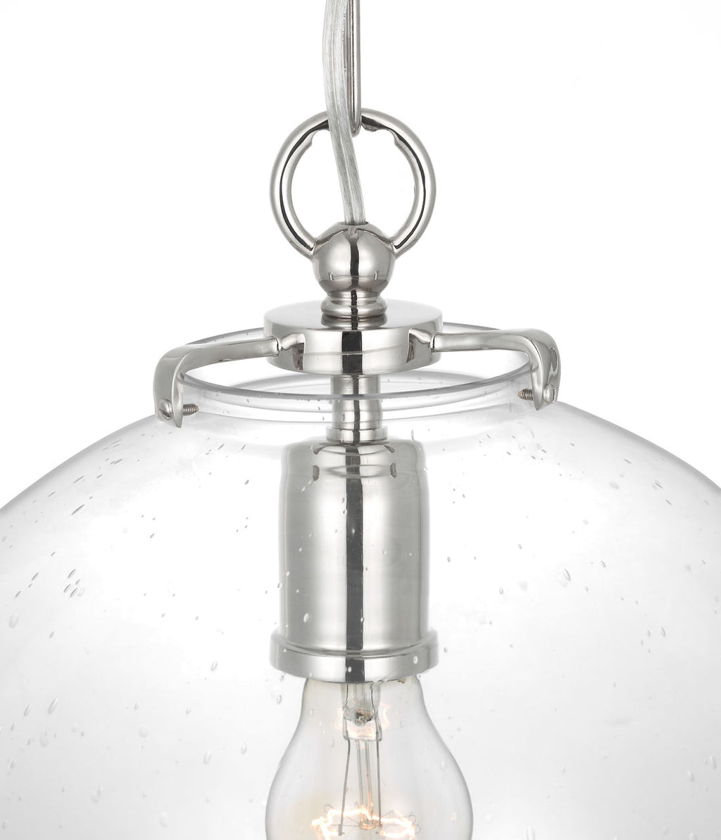 Katie Globe Pendant | Polished Nickel | Seeded Glass