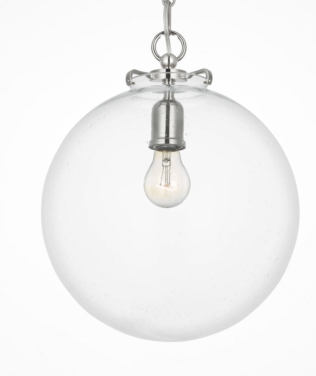 Katie Globe Pendant | Polished Nickel | Seeded Glass