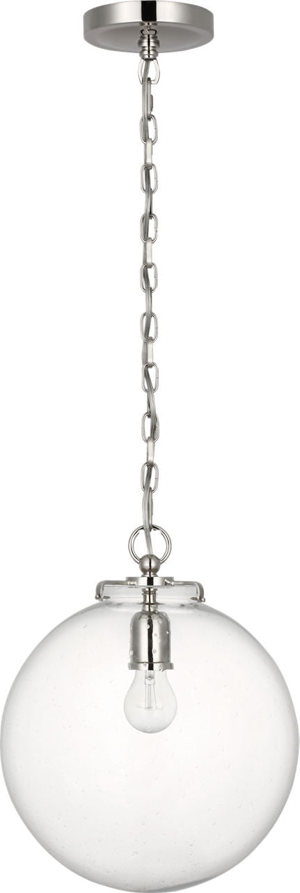 Katie Globe Pendant | Polished Nickel | Seeded Glass