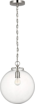 Katie Globe Pendant | Polished Nickel | Seeded Glass