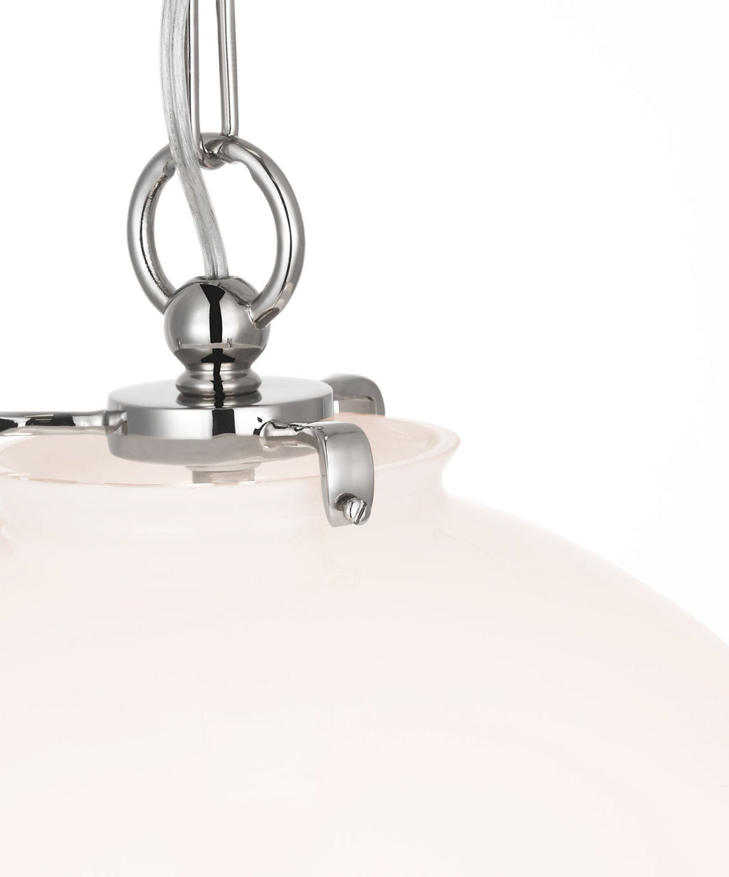 Katie Globe Pendant | Polished Nickel | White Glass