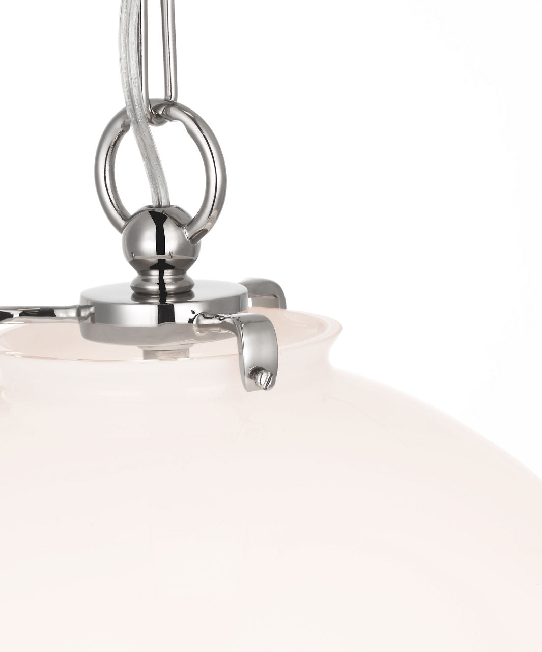 Katie Globe Pendant | Polished Nickel | White Glass
