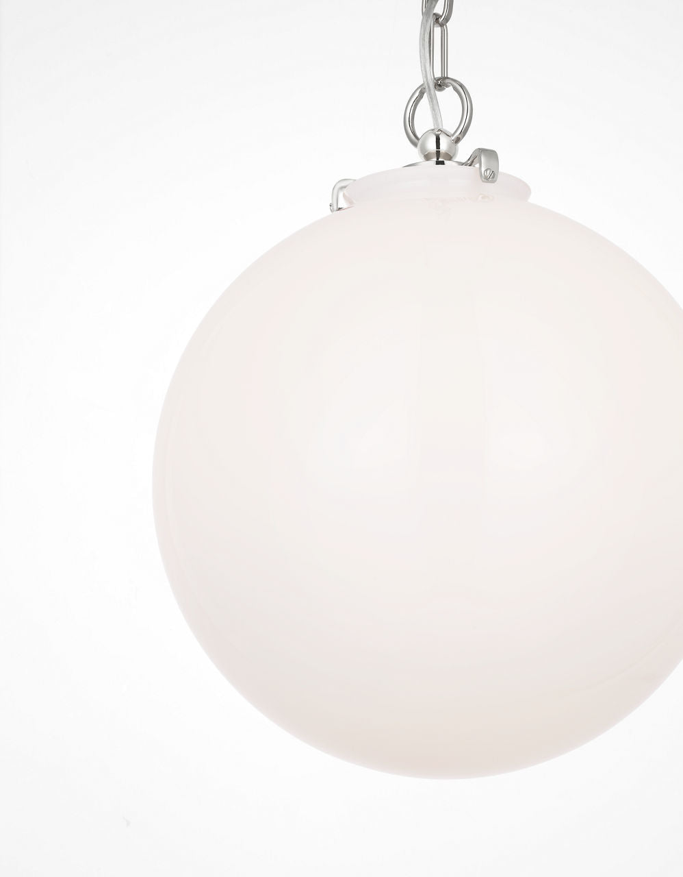 Katie Globe Pendant | Polished Nickel | White Glass
