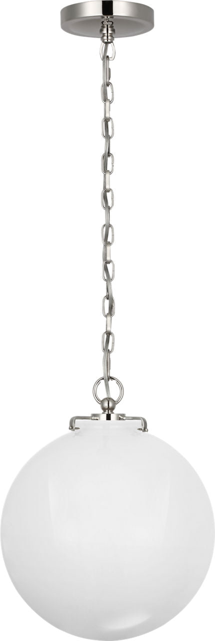 Katie Globe Pendant | Polished Nickel | White Glass