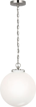 Katie Globe Pendant | Polished Nickel | White Glass
