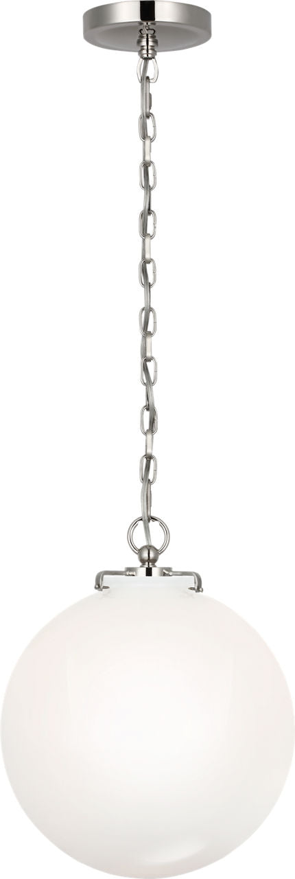 Katie Globe Pendant | Polished Nickel | White Glass