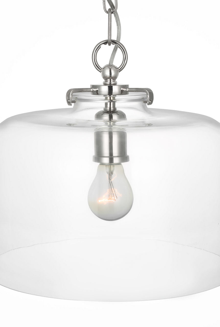 Katie Dome Pendant | Polished Nickel | Clear Glass