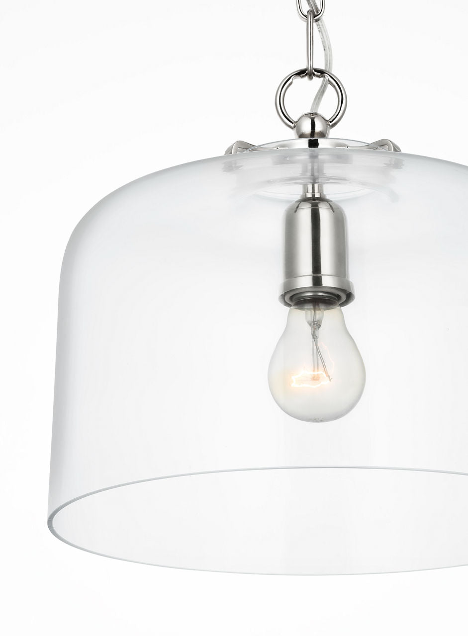 Katie Dome Pendant | Polished Nickel | Clear Glass