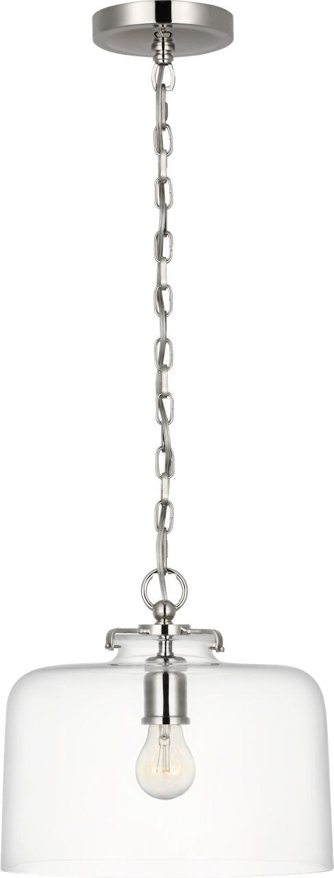 Katie Dome Pendant | Polished Nickel | Clear Glass