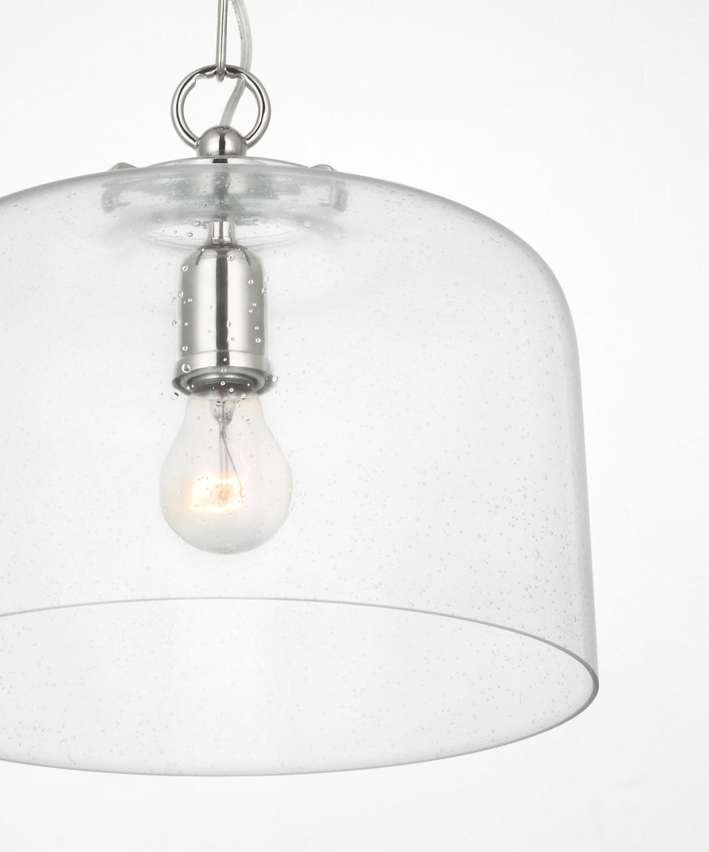 Katie Dome Pendant | Polished Nickel | Seeded Glass