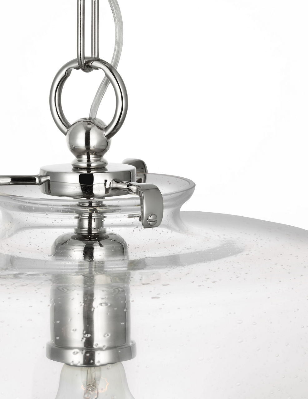 Katie Dome Pendant | Polished Nickel | Seeded Glass