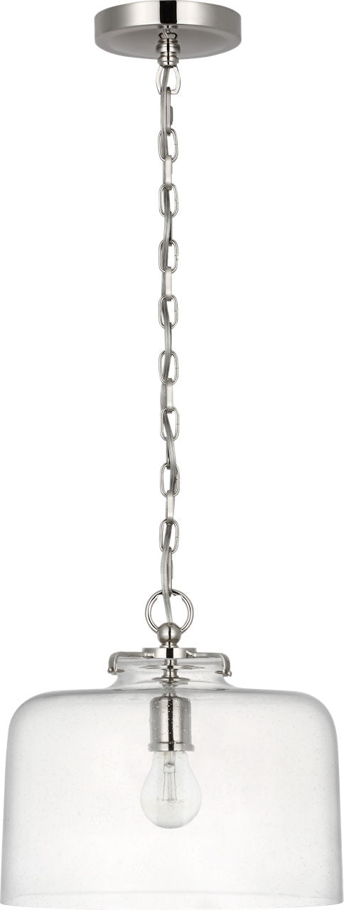 Katie Dome Pendant | Polished Nickel | Seeded Glass