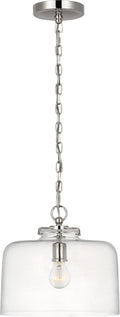 Katie Dome Pendant | Polished Nickel | Seeded Glass