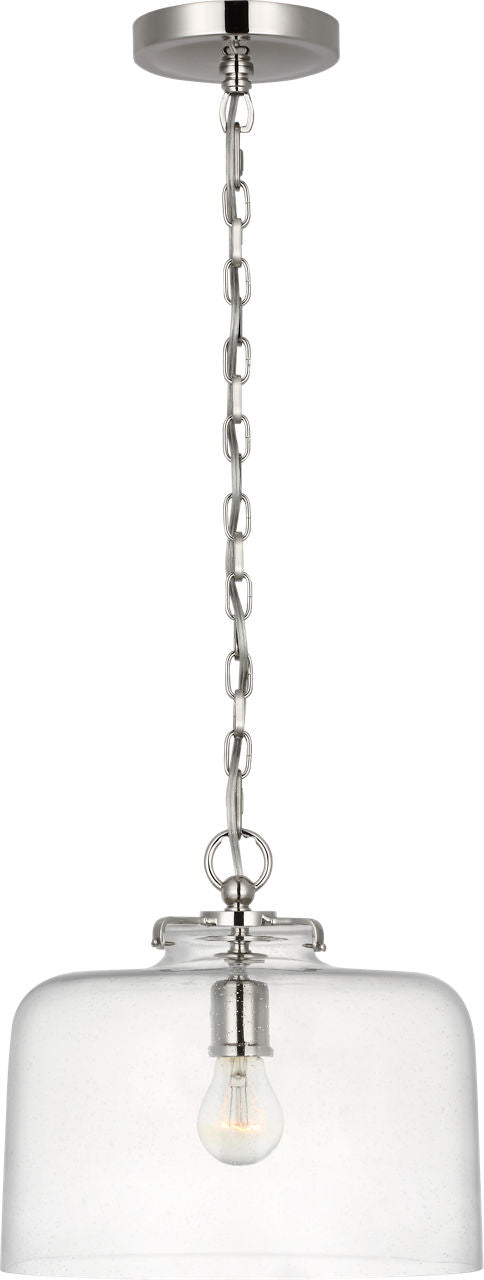 Katie Dome Pendant | Polished Nickel | Seeded Glass