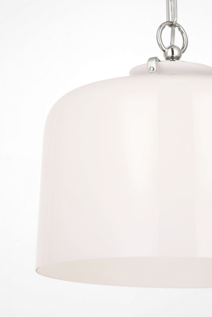 Katie Dome Pendant | Polished Nickel | White Glass