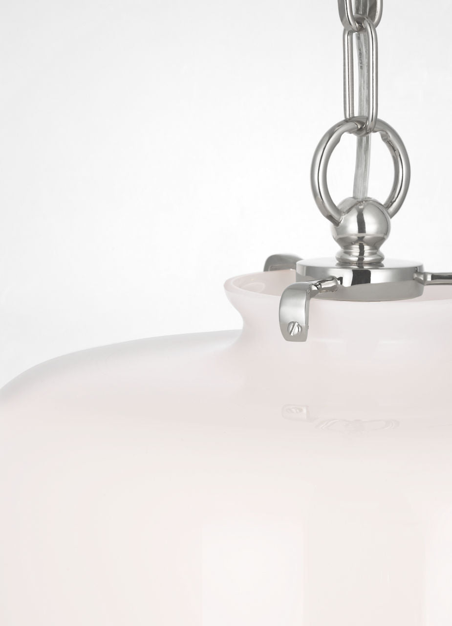Katie Dome Pendant | Polished Nickel | White Glass