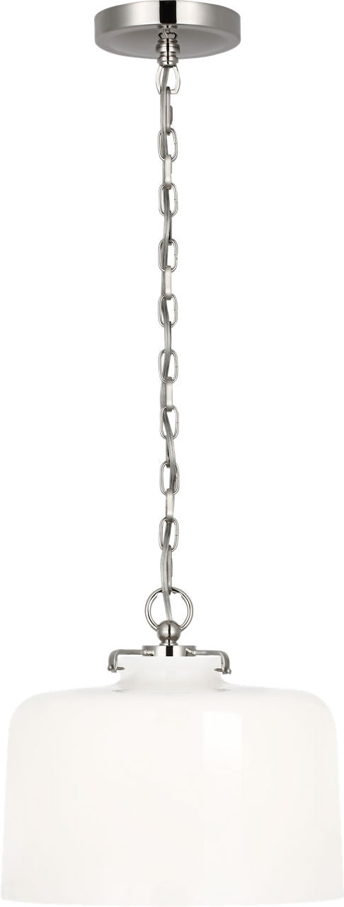 Katie Dome Pendant | Polished Nickel | White Glass