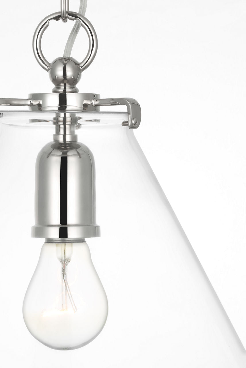 Katie Conical Pendant | Polished Nickel | Clear Glass