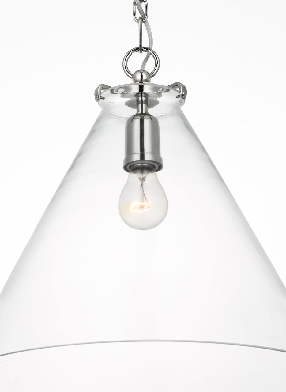 Katie Conical Pendant | Polished Nickel | Clear Glass