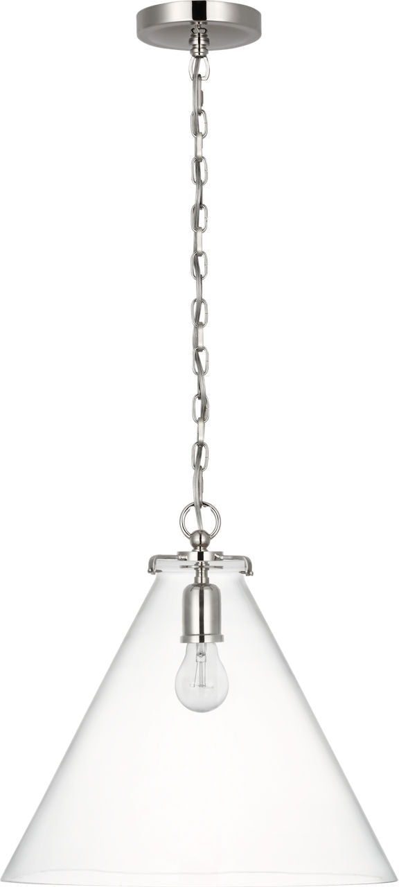 Katie Conical Pendant | Polished Nickel | Clear Glass