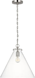 Katie Conical Pendant | Polished Nickel | Clear Glass