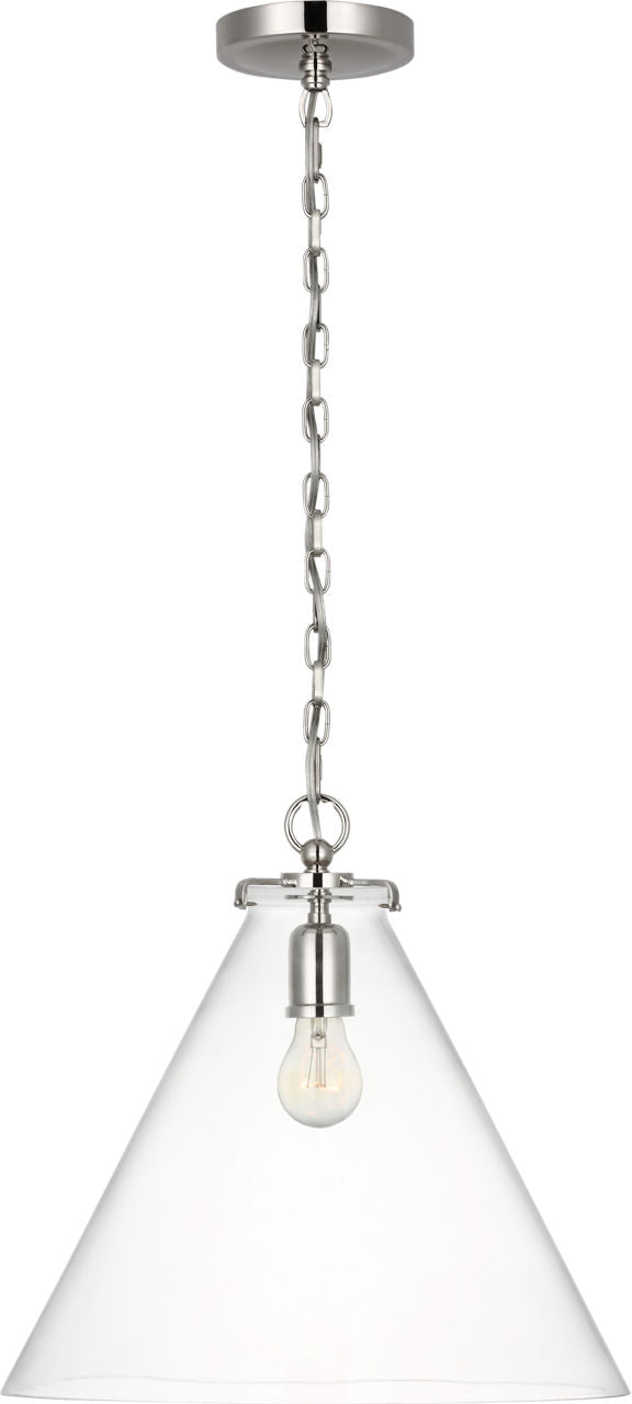 Katie Conical Pendant | Polished Nickel | Clear Glass